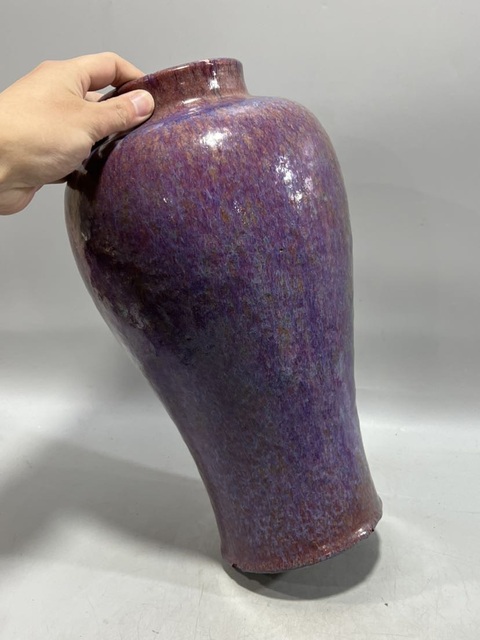 古玩陶瓷窯變紅釉瓶真品鑒賞圖