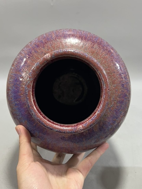 古玩陶瓷窯變紅釉瓶真品鑒賞圖