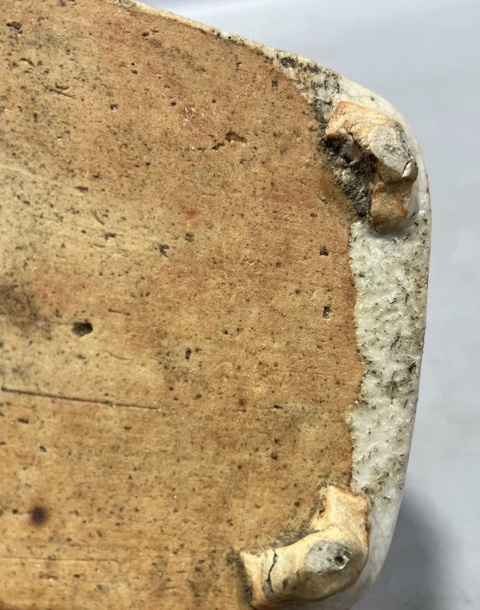 古玩陶瓷清中期哥釉青花水仙盆真品鑒賞圖