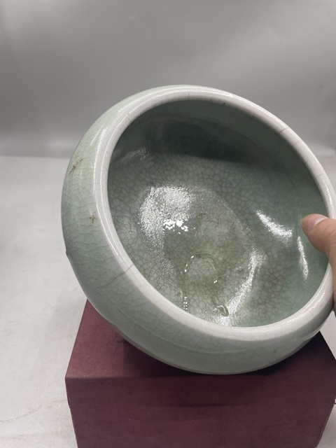 古玩陶瓷郎綠釉三足爐真品鑒賞圖