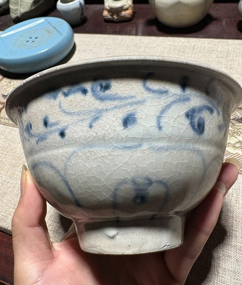 古玩陶瓷元末明初花卉福字吉語紋青花碗拍賣，當前價格1898元