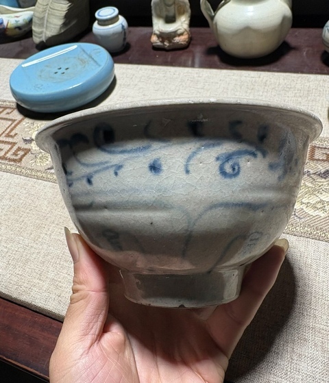 古玩陶瓷元末明初花卉福字吉語紋青花碗拍賣，當前價格1898元