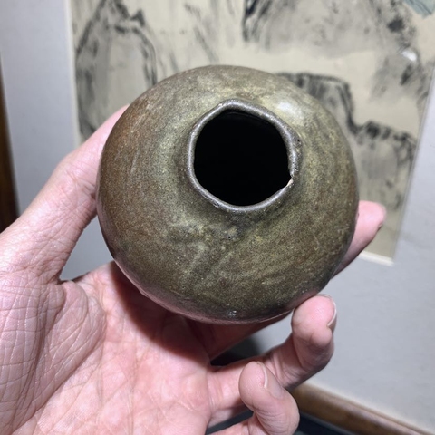 古玩陶瓷磁州窯茶葉末釉蘋果尊真品鑒賞圖