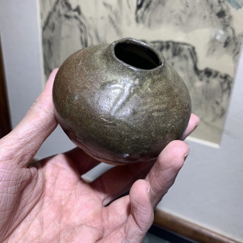 古玩陶瓷磁州窯茶葉末釉蘋果尊真品鑒賞圖