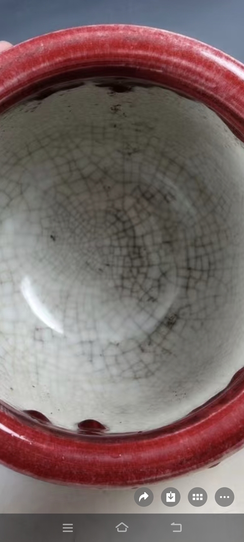 古玩陶瓷紅釉爐真品鑒賞圖