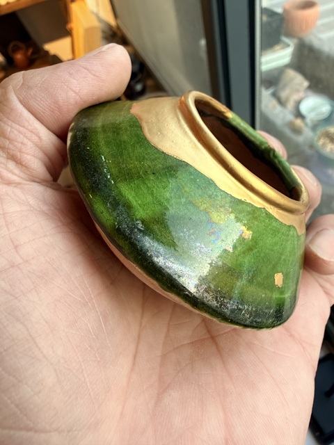 古玩陶瓷宋金當陽峪窯綠釉水盂真品鑒賞圖