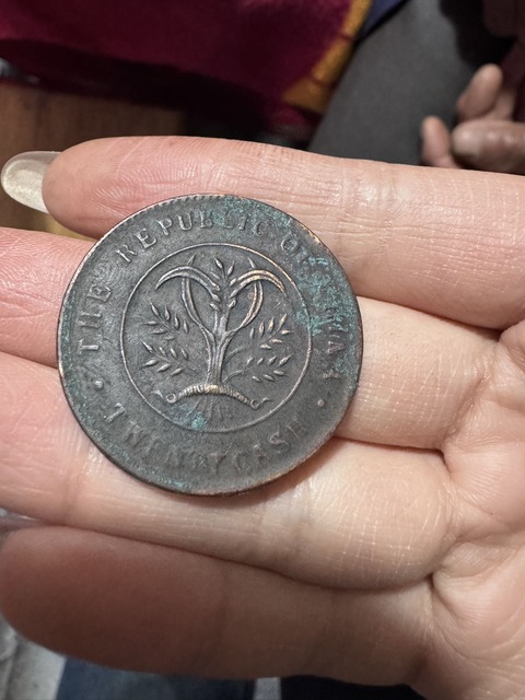 古玩錢幣湖南省造雙旗當制錢二十文銅元真品鑒賞圖