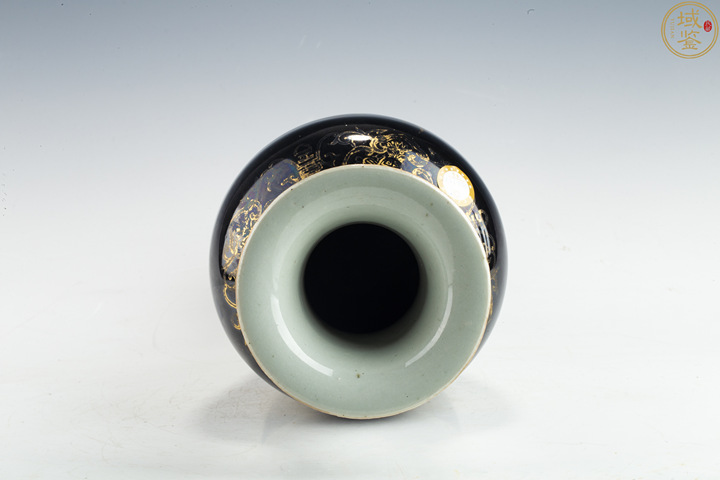 古玩陶瓷晚清·烏金釉描金鳳凰牡丹觀音瓶拍賣，當前價格1926元