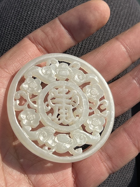 古玩玉器福壽佩真品鑒賞圖