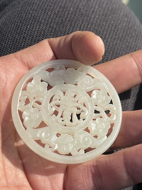 古玩玉器福壽佩真品鑒賞圖