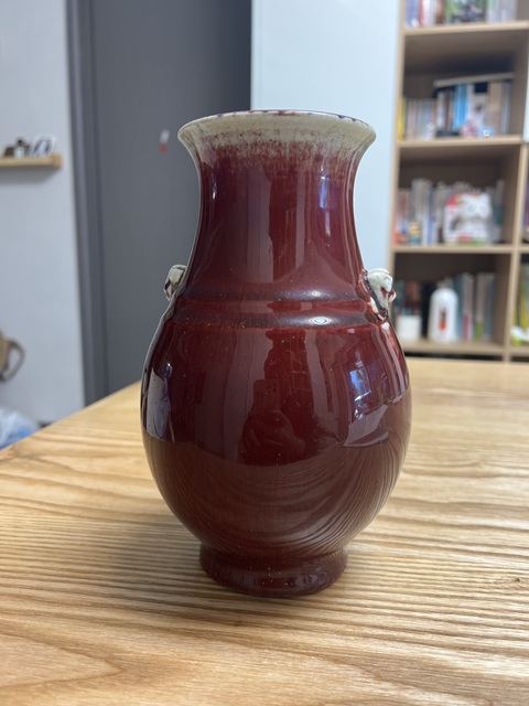 古玩陶瓷鈞紅釉獸耳尊真品鑒賞圖