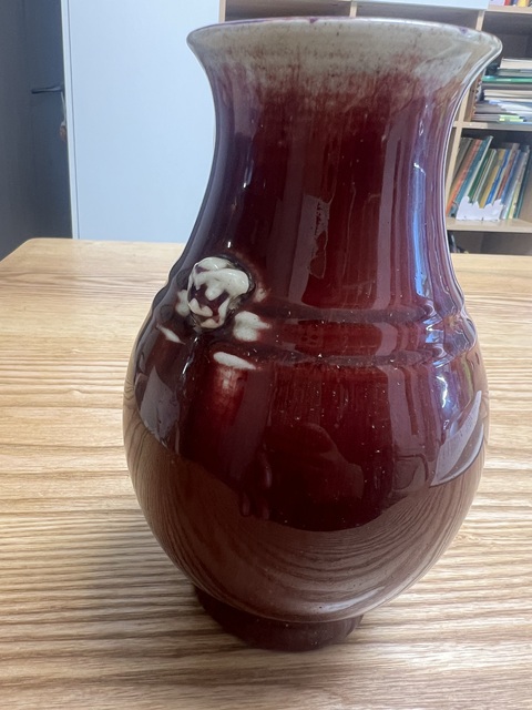 古玩陶瓷鈞紅釉獸耳尊真品鑒賞圖