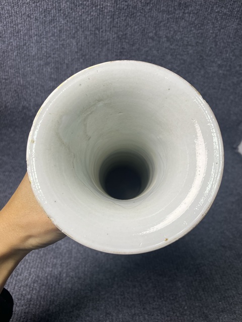 古玩陶瓷青花加彩洞石牡丹花鳥紋大花觚拍賣，當前價格4688元