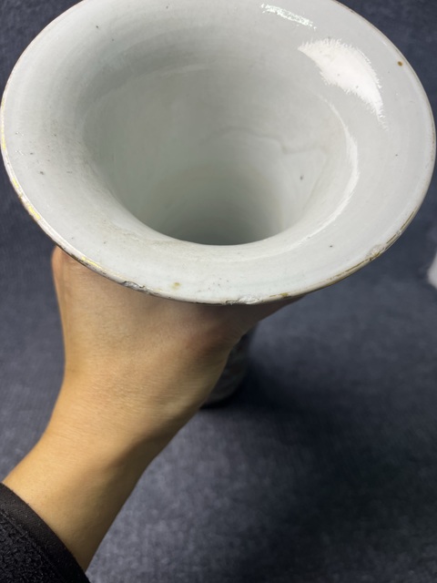 古玩陶瓷青花加彩洞石牡丹花鳥紋大花觚拍賣，當前價格4688元