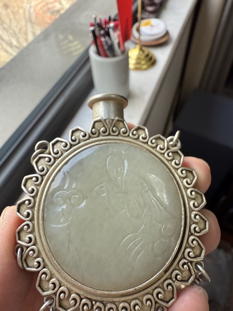 古玩玉器和田玉鑲香囊真品鑒賞圖