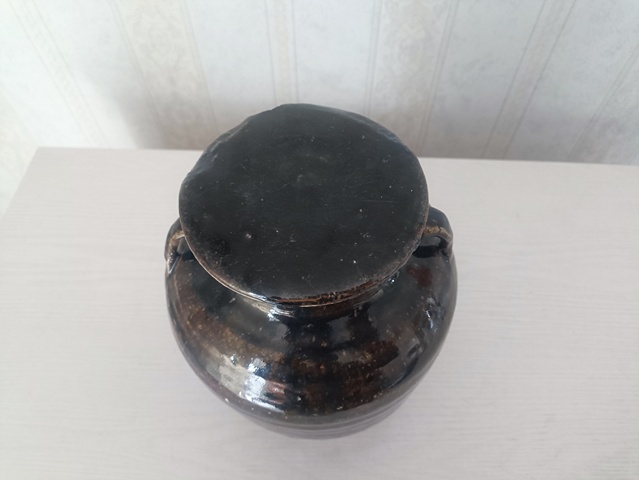 古玩陶瓷明末清初褐釉雙系蓋罐拍賣，當前價格38元