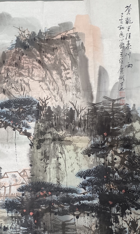 古玩字畫蒼龍半掛秦川雨真品鑒賞圖