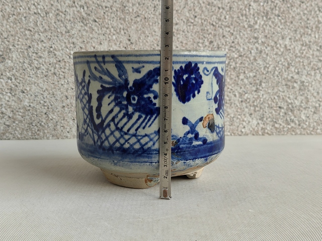 古玩陶瓷龍紋青花三足筒式香爐拍賣，當前價格680元
