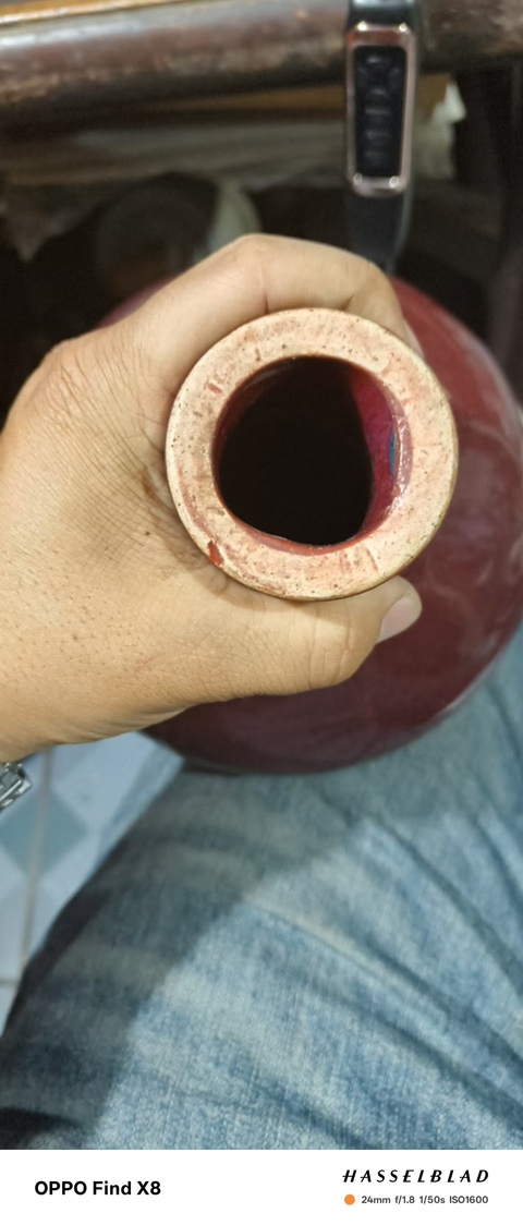 古玩陶瓷窯變紅釉瓶真品鑒賞圖