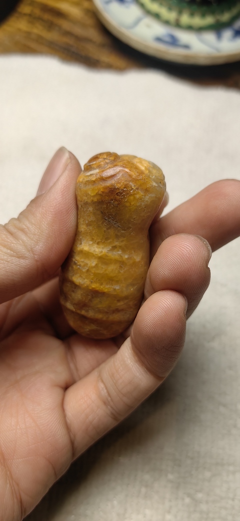 古玩玉器仿紅山文化玉蠶真品鑒賞圖