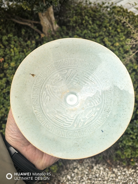 古玩陶瓷湖田窯雙鳳斗笠盞真品鑒賞圖