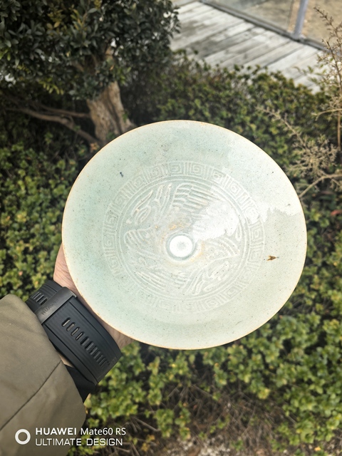 古玩陶瓷湖田窯雙鳳斗笠盞真品鑒賞圖