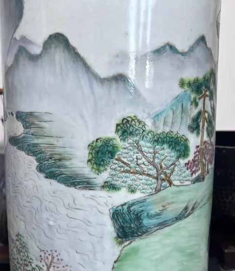古玩陶瓷粉彩花桶真品鑒賞圖