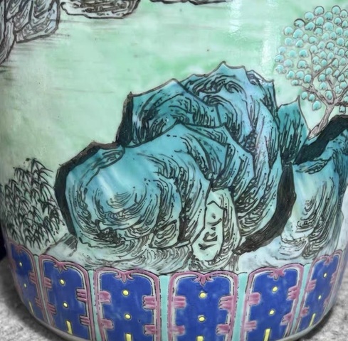 古玩陶瓷粉彩花桶真品鑒賞圖