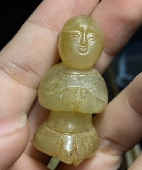 古玩玉器仿古玉童子真品鑒賞圖