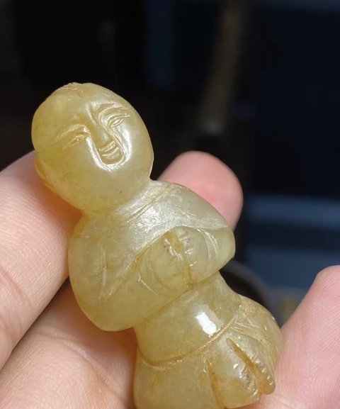 古玩玉器仿古玉童子真品鑒賞圖