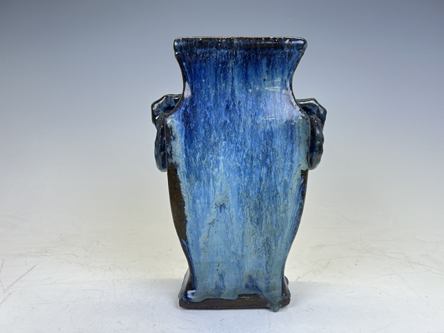 古玩陶瓷晚清·宜均釉雙銜環四方瓶拍賣，當前價格2328元