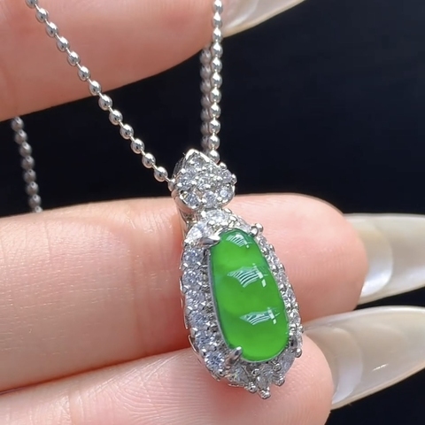 古玩玉器天然翡翠鑲嵌吊墜真品鑒賞圖