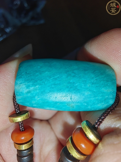 古玩玉器天河石桶珠真品鑒賞圖