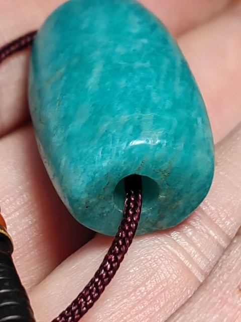 古玩玉器天河石桶珠真品鑒賞圖