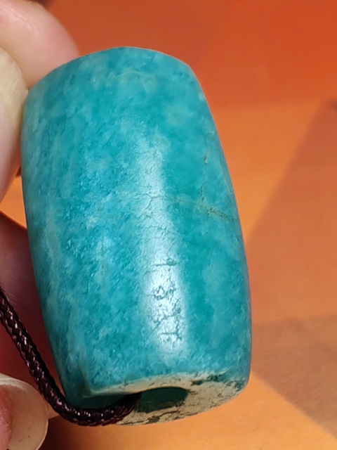 古玩玉器天河石桶珠真品鑒賞圖