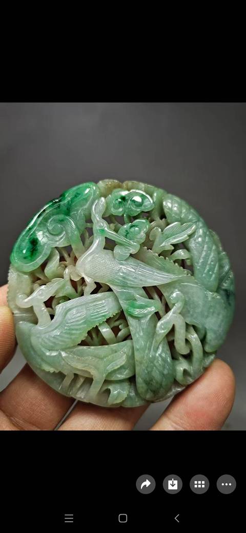 古玩玉器天然翡翠瓦子真品鑒賞圖