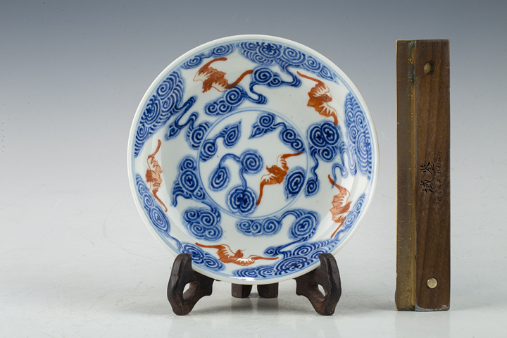 古玩陶瓷清光緒·青花礬紅洪福齊天紋盤（官）拍賣，當前價格22656元