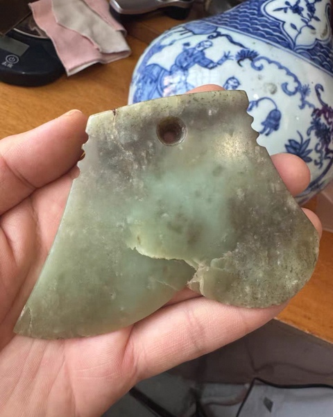 古玩玉器玉戚殘件真品鑒賞圖