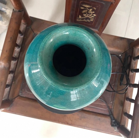 古玩陶瓷孔雀藍釉梅瓶真品鑒賞圖