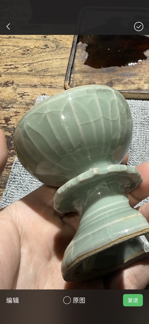 古玩陶瓷龍泉窯青釉燈標本真品鑒賞圖