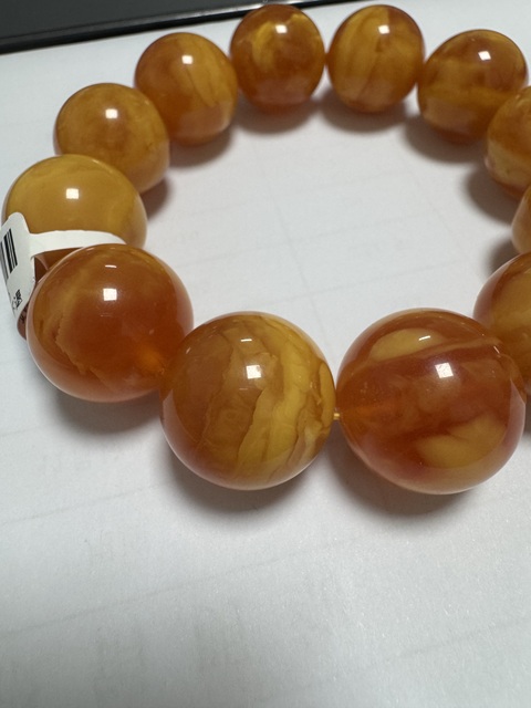 古玩玉器天然蜜蠟手串真品鑒賞圖