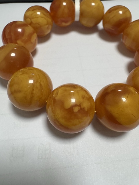 古玩玉器天然蜜蠟手串真品鑒賞圖