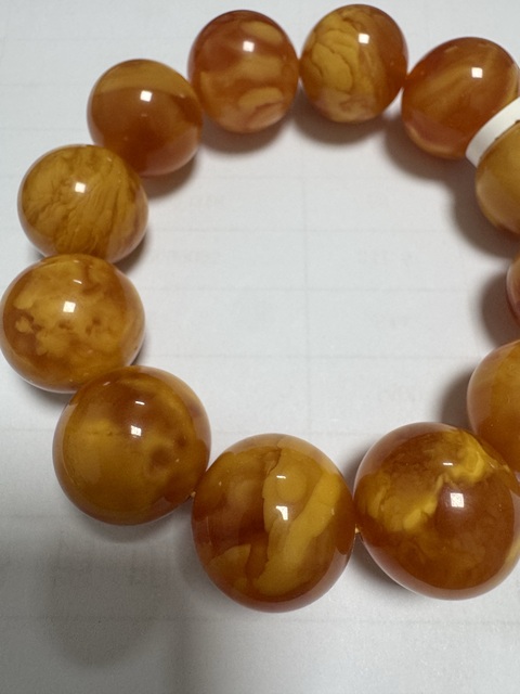 古玩玉器天然蜜蠟手串真品鑒賞圖