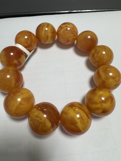 古玩玉器天然蜜蠟手串真品鑒賞圖