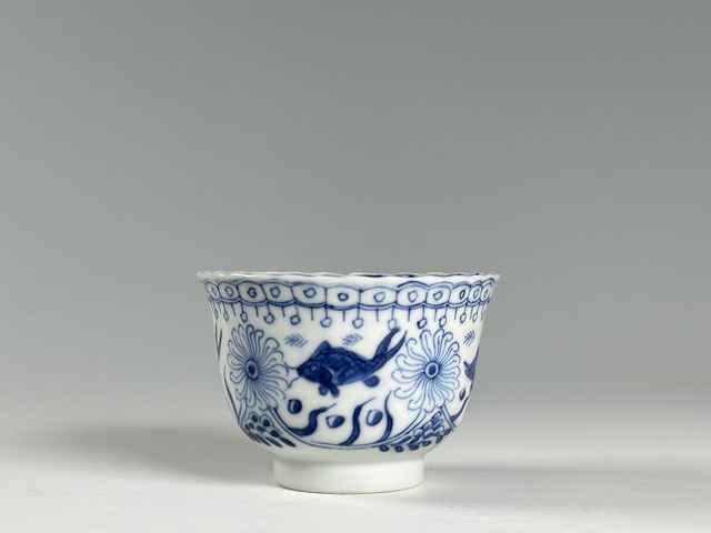 古玩陶瓷晚清·青花魚藻紋杯拍賣，當前價格331元