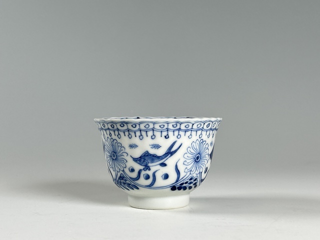 古玩陶瓷晚清·青花魚藻紋杯拍賣，當前價格331元