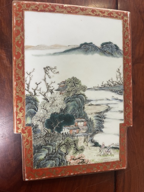 古玩陶瓷花鳥紋粉彩瓷板畫真品鑒賞圖