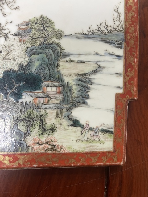 古玩陶瓷花鳥紋粉彩瓷板畫真品鑒賞圖