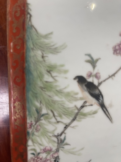 古玩陶瓷花鳥紋粉彩瓷板畫真品鑒賞圖