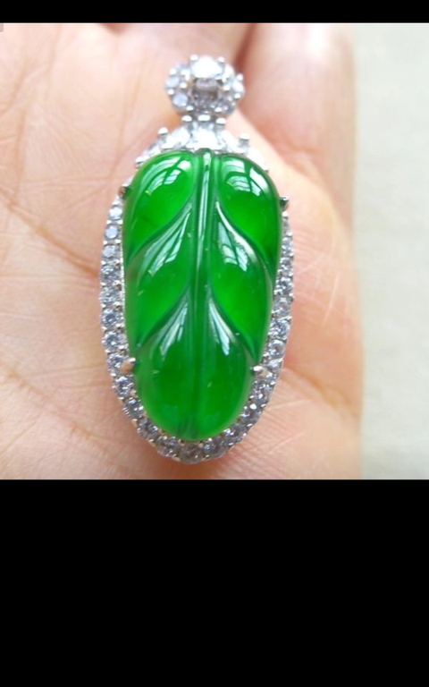 古玩玉器翡翠“葉子”鑲嵌掛件真品鑒賞圖